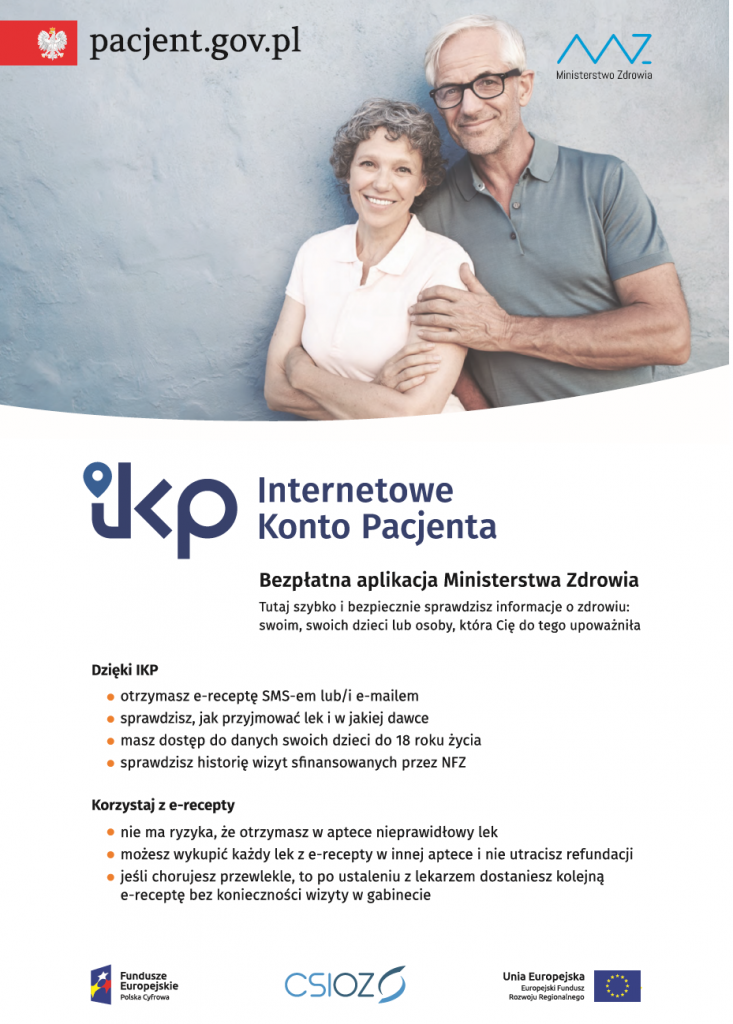 Grafika: SZKOLENIA DOTYCZĄCE E-RECEPT, E-SKIEROWAŃ ORAZ INTERNETOWEGO KONTA PACJENTA (IKP)