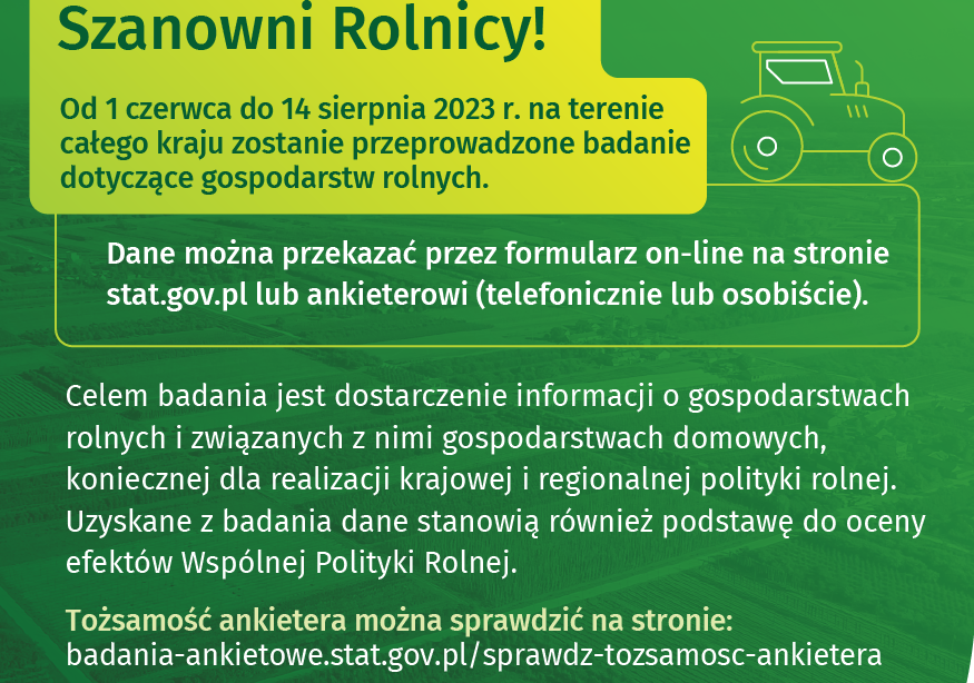 Grafika 1: Badanie dotyczące gospodarstw rolnych