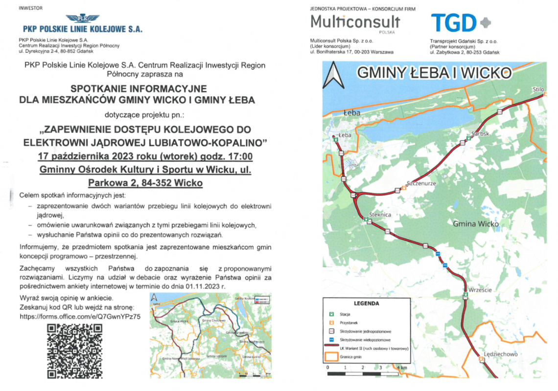 Grafika 1: Spotkanie informacyjne dla Mieszkańców dotyczące zapewnienia dostępu kolejowego do elektrowni jądrowej Lubiatowo-Kopalino