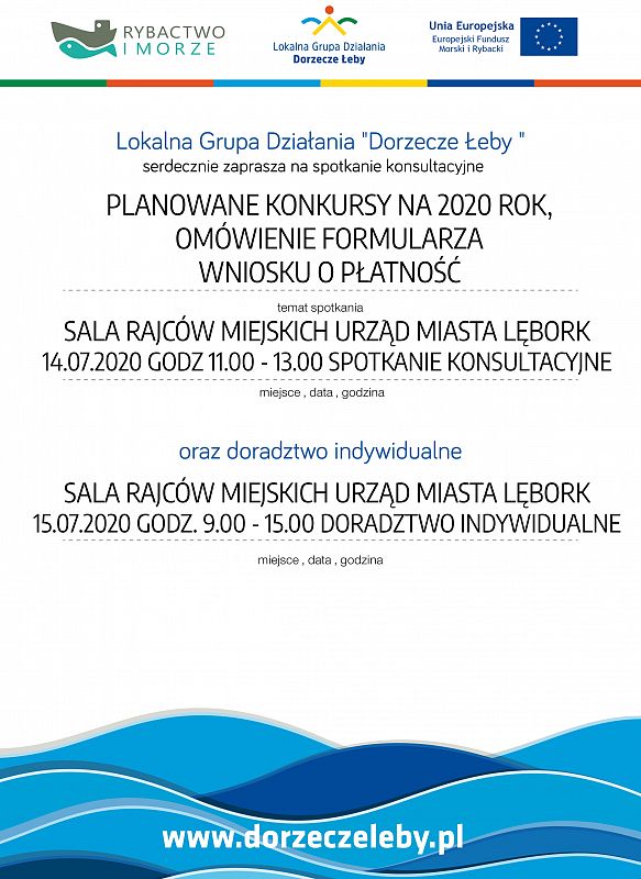Grafika #0: Lokalna Grupa Działania Dorzecze Łeby serdecznie zaprasza na spotkanie konsultacyjne