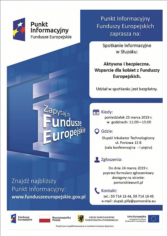 Grafika #0: Aktywna i bezpieczna. Wsparcie dla kobiet z Funduszy Europejskich.