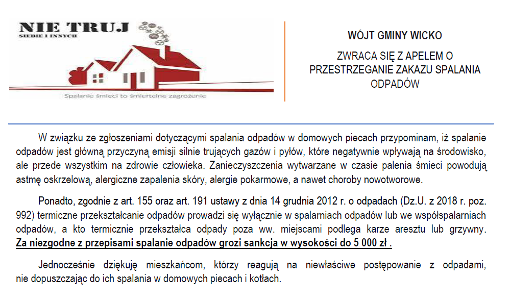Grafika #0: Apel o przestrzeganie zakazu spalania odpadów!
