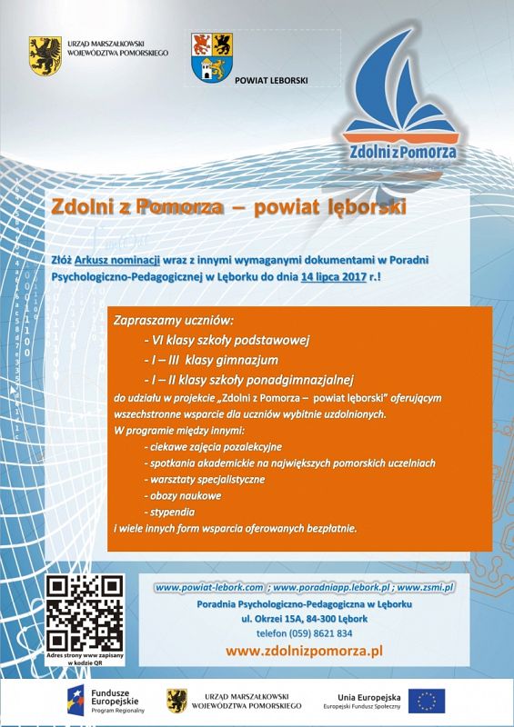 Grafika #0: Rekrutacja do projektu Zdolni z Pomorza – powiat lęborski