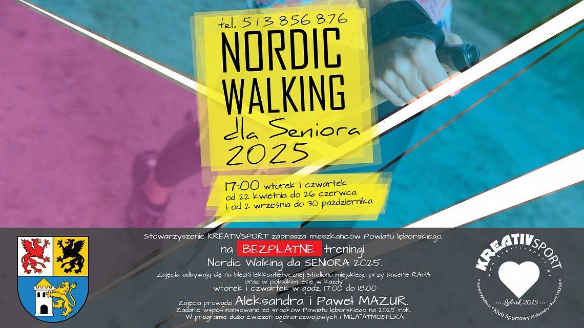 Grafika 1: Nordic Walking dla SENIORA 2025. Już od 2 września.