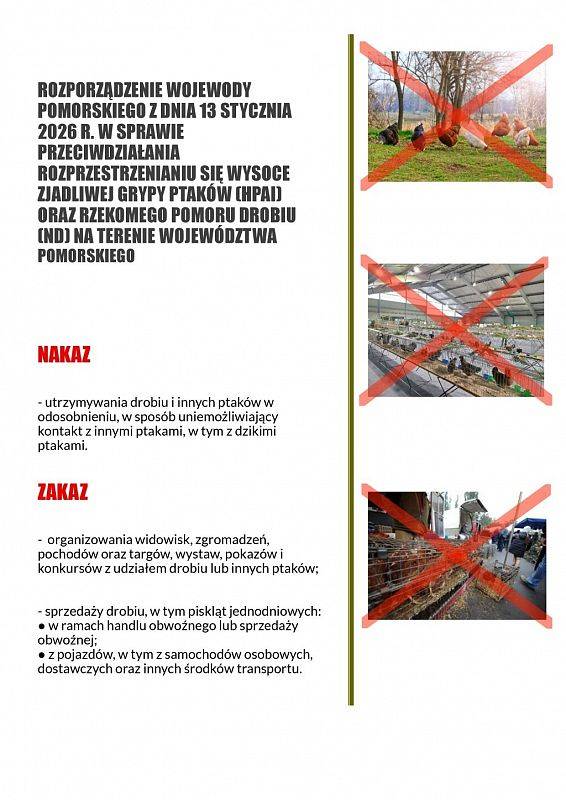 Grafika 1: Wysoce zjadliwa grypa ptaków (HPAI) oraz rzekomy pomór drobiu (ND) na terenie województwa pomorskiego