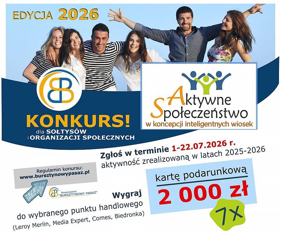 Grafika 1: Rusza konkurs „Aktywne Społeczeństwo” 2026 dla sołectw i organizacji społecznych.